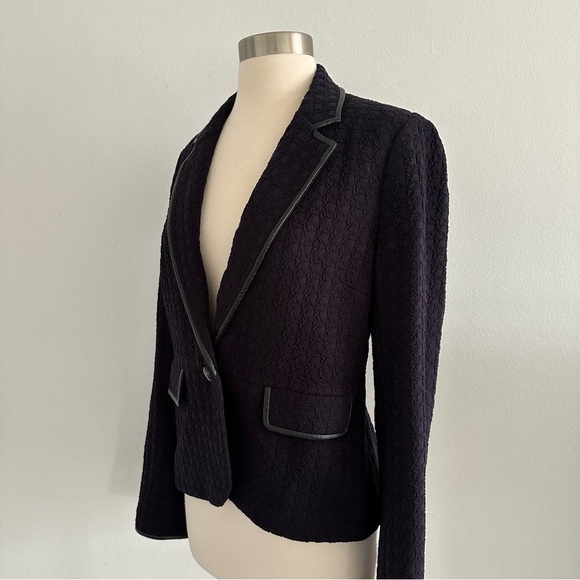 Tory Burch Navy Blue Textured Blazer Jacket M - Picture 2 of 10